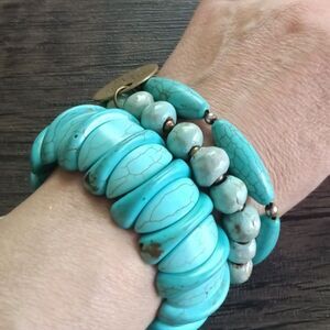 Simbi Haitian Clay Bracelet turquoise (SISTERS BY HEART) and two other turquoise